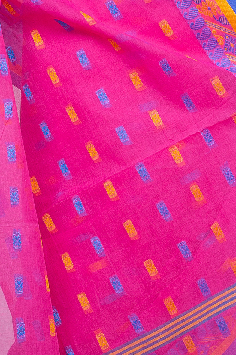 Pink Pure Cotton ToraPar Tant Saree (880)